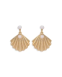 Scallop Shell Earrings with Cultured Freshwater Pearls