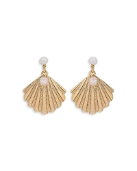 Ettika Scallop Shell Earrings with Cultured Freshwater Pearls