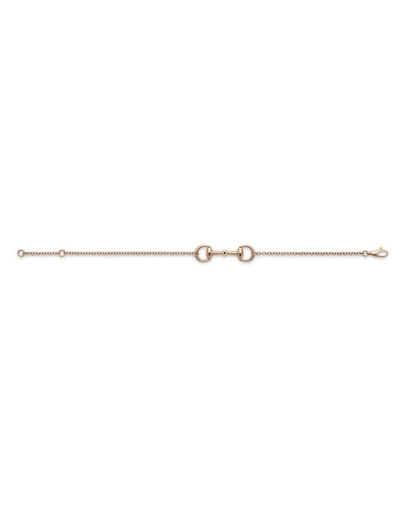 18K Rose Gold Horsebit Diamond Accented Chain Bracelet