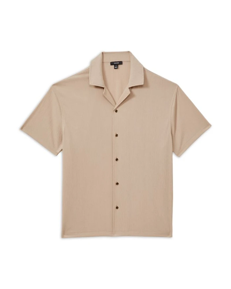 Hunt Textured Crepe Regular Fit Button Down Camp Shirt