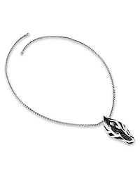Men's Sterling Silver Naga Blue Sapphire Snake Pendant Necklace, 22"