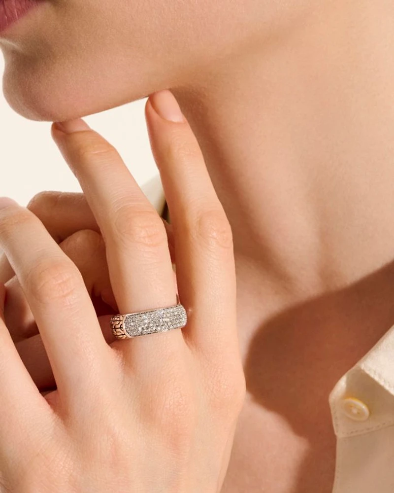 Sterling Silver JH Essentials Pavé Diamond Band Ring, 1.07 tcw