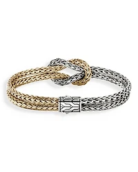 14K Yellow Gold & Sterling Silver Love Knot Woven Chain Statement Bracelet