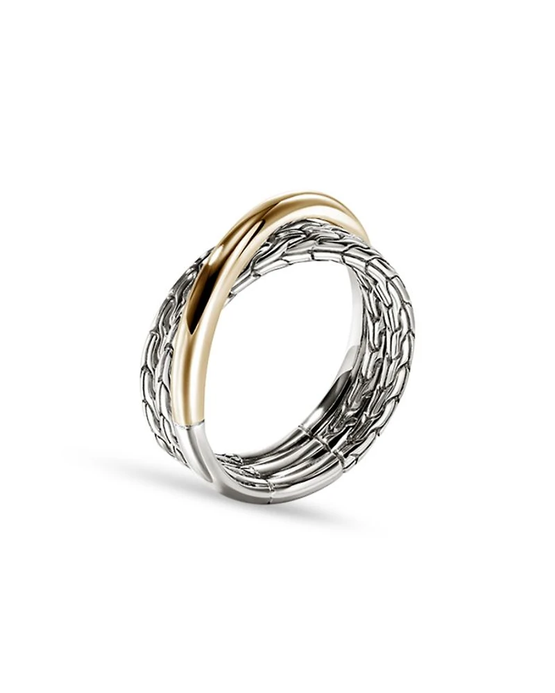 14K Yellow Gold & Sterling Silver JH Essentials Crossover Ring
