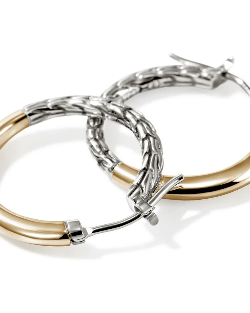 14K Yellow Gold & Sterling Silver JH Essentials Hoop Earrings
