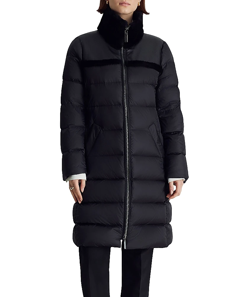 Dawn Levy Milan Down Coat with Shearling Trim