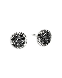 John Hardy Sterling Silver Jh Essentials Black Sapphire Pave Framed Stud Earrings