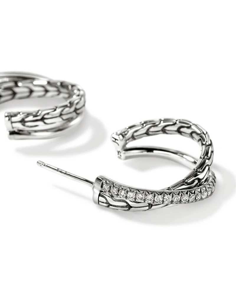 Sterling Silver JH Essentials Diamond Pavé Crossover Earrings, 0.28 tcw