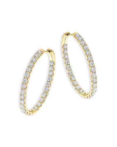 14K Yellow Gold Diamond Oval Hoop Earrings, 4.1 tcw