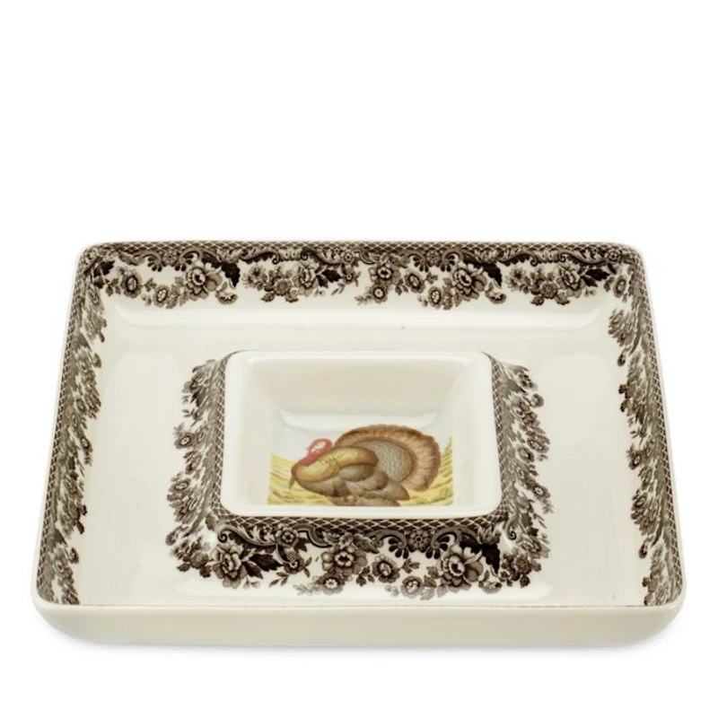 Woodland Turkey Square Chip & Dip Server