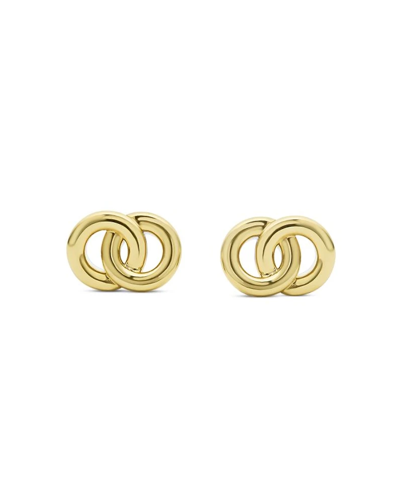 14K & 18K Yellow Gold & Sterling Silver Signature Caviar Interlocking Stud Earrings