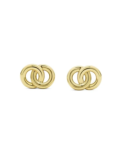 14K & 18K Yellow Gold & Sterling Silver Signature Caviar Interlocking Stud Earrings