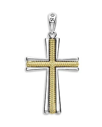 Men's 18K Yellow Gold & Sterling Silver Anthem Caviar Beaded Cross Amulet Pendant