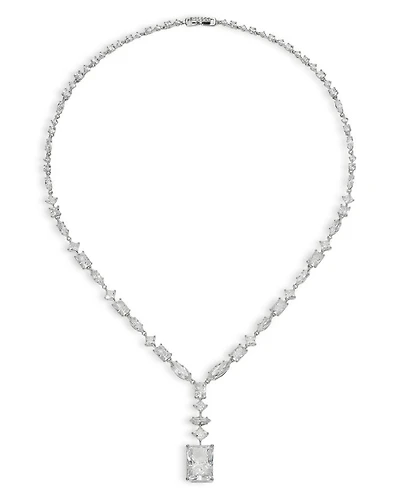 Rare Jewels Cubic Zirconia Statement Necklace Rhodium Plated, 16"