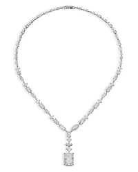 Nadri Rare Jewels Cubic Zirconia Statement Necklace Rhodium Plated, 16