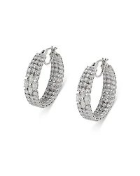 Rare Jewels Cubic Zirconia Hoop Earrings Rhodium Plated