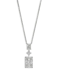 Rare Jewels Cubic Zirconia Pendant Necklace Rhodium Plated, 16"-18"