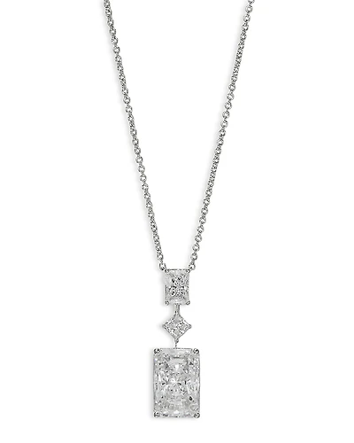 Nadri Rare Jewels Cubic Zirconia Pendant Necklace Rhodium Plated, 16-18