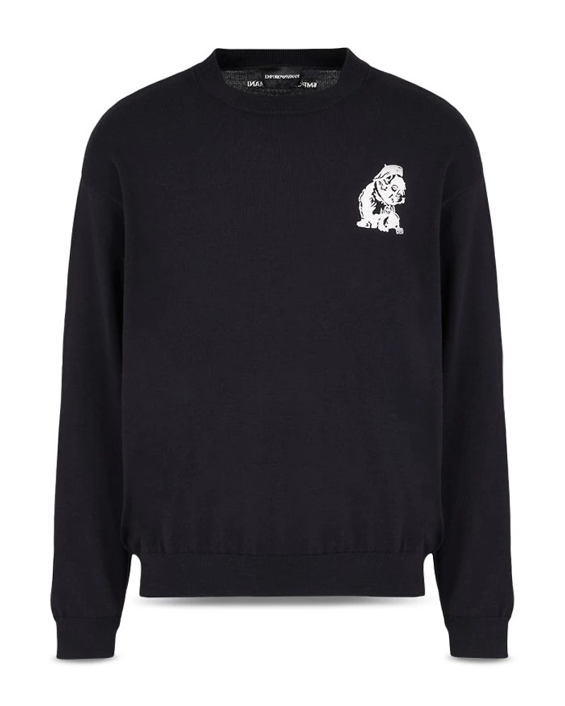 Embroidered Bulldog Sweater