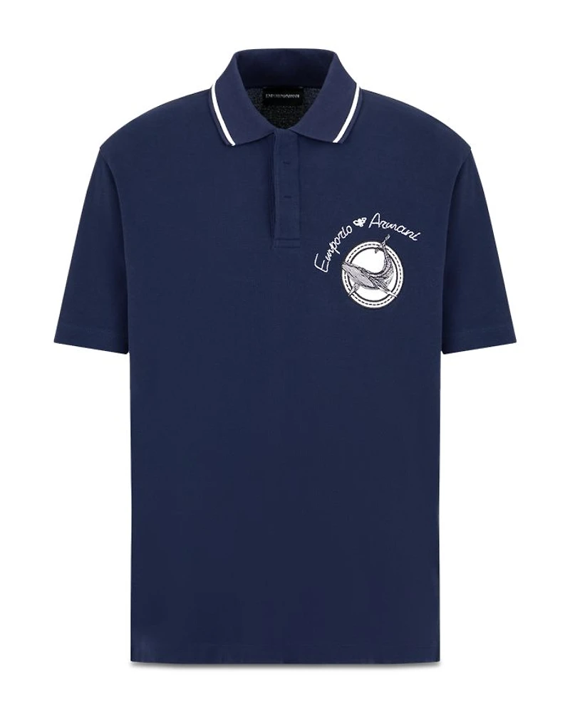 Cotton Piquet Whale & Logo Embroidery Polo