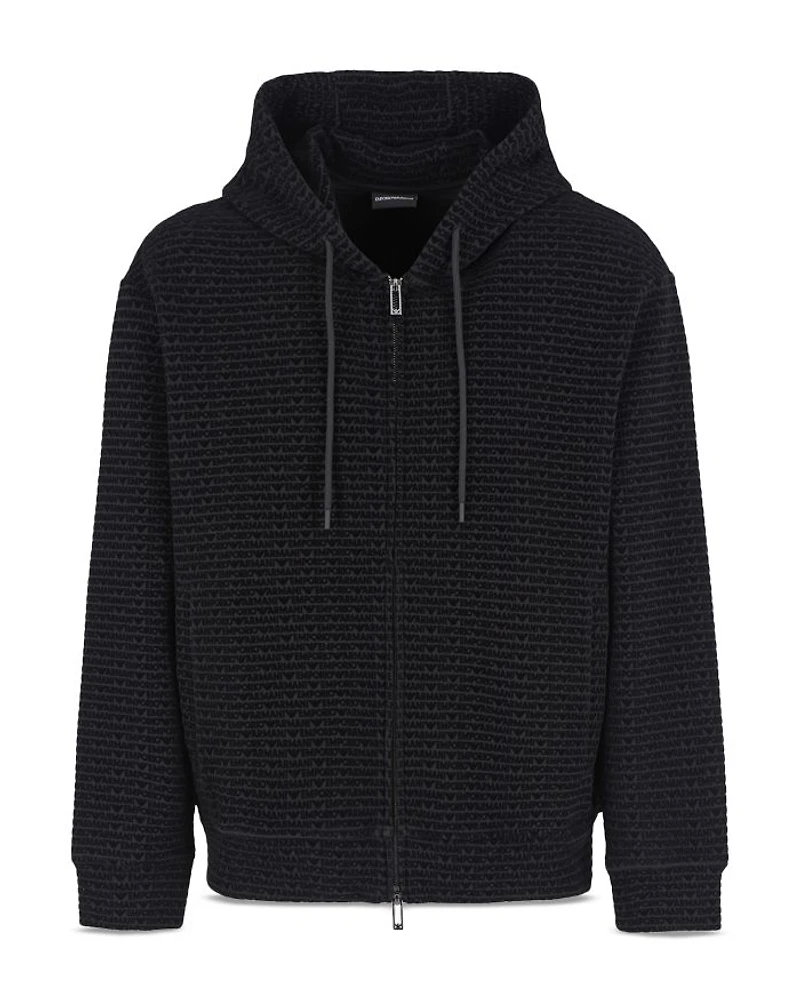 Allover Logo Full Zip Hooded Sweatshirt