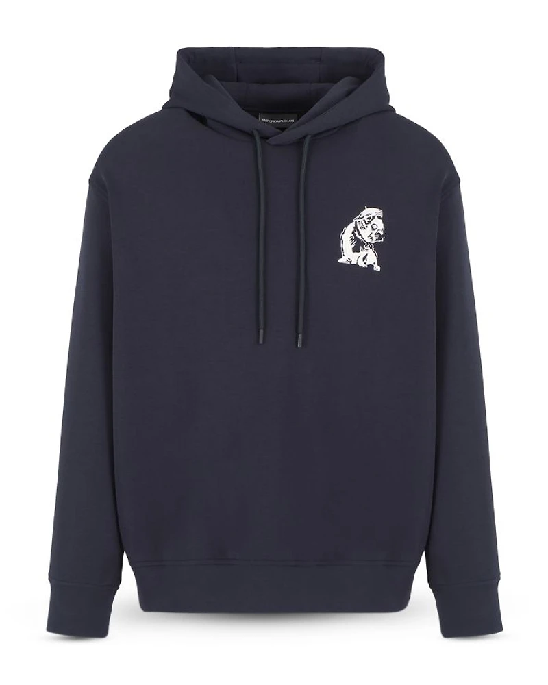 Embroidered Bulldog Hooded Sweatshirt