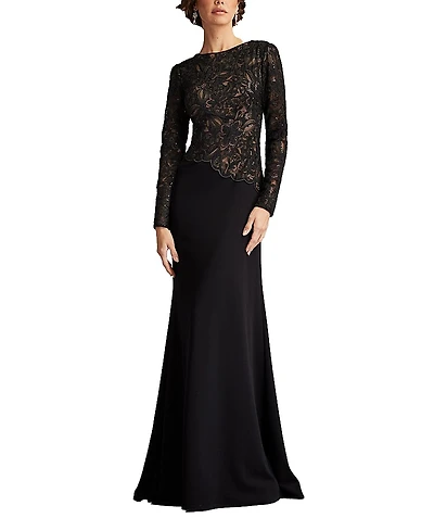 Tadashi Shoji Shika Embroidered Crepe Gown