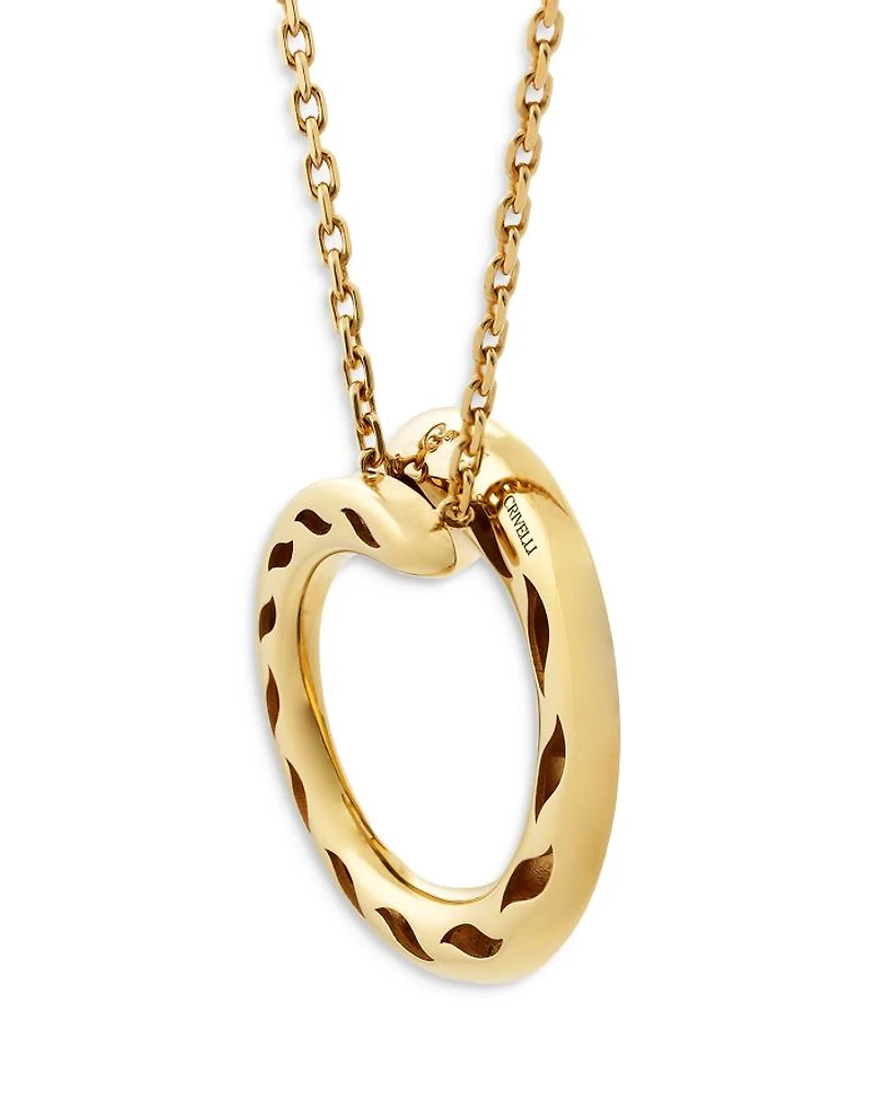 18K Yellow Gold Like Diamond Pavé Circle Pendant Necklace, 14-16" - Exclusive