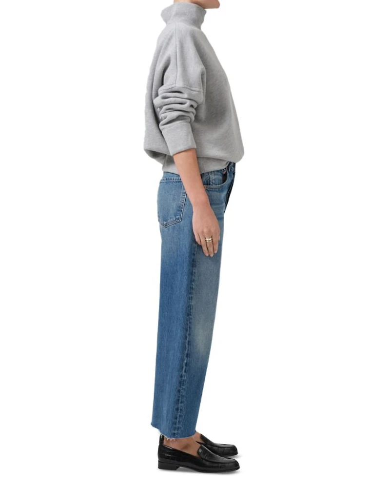 Ayla Raw Hem High Rise Cropped Wide Leg Jeans Doheny