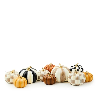Mackenzie-Childs Autumnology Check & Stripe Pumpkin Cluster