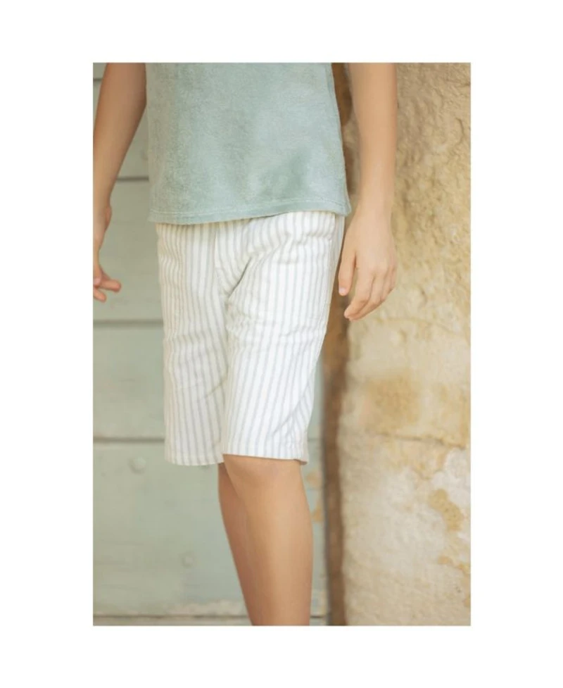 Boys' Sea Green Striped Shorts - Little Kid