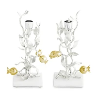 Michael Aram Pomegranate Silver and Gold Tone Candleholders, Set of 2