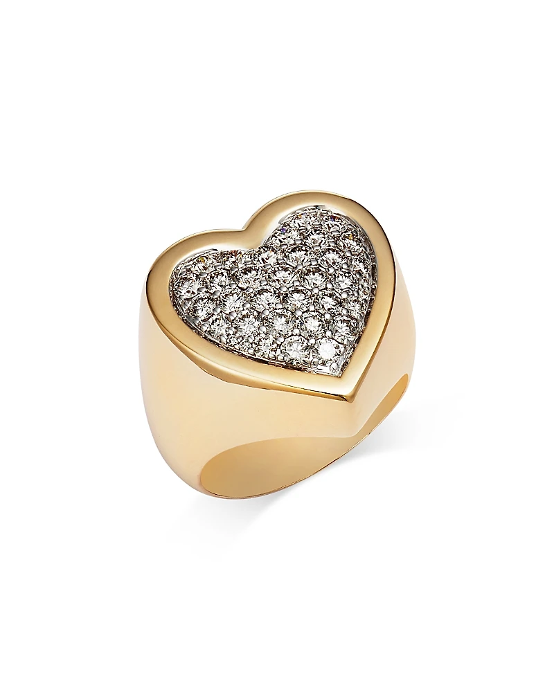 Bloomingdale's Fine Collection 14K Yellow Gold Pave Diamond Heart Ring