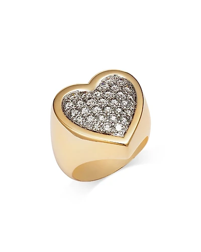 Bloomingdale's Fine Collection 14K Yellow Gold Pave Diamond Heart Ring, 1.5 tcw