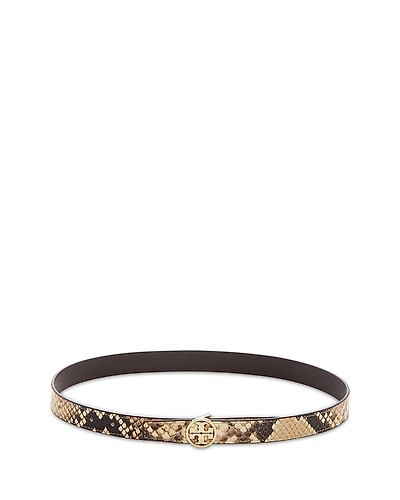 Tory Burch Women's Miller Snake Embossed Leather Belt
