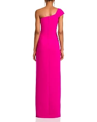 One Shoulder Side Drape Gown