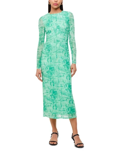 Brushwork Print Mesh Dress
