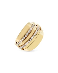 18K Yellow Gold Pavé Diamond Double Row Statement Ring - Exclusive, Italy Campaign