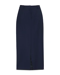 Pinstriped Tailored Midi Skirt