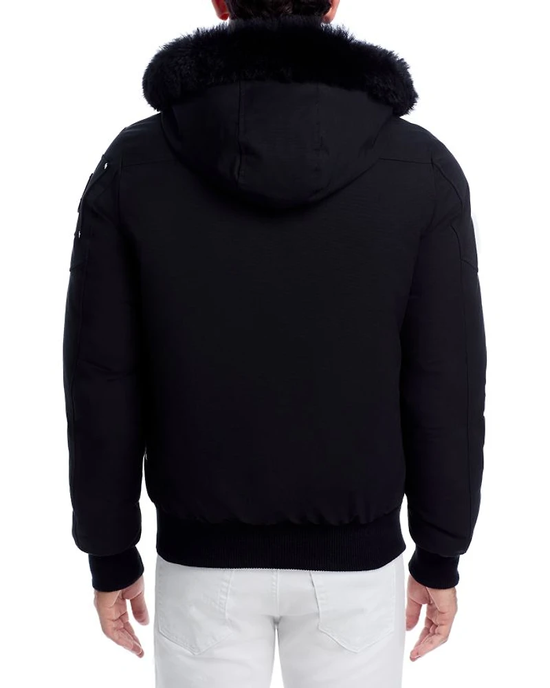 Shearling Trim Down Bomber Jacket