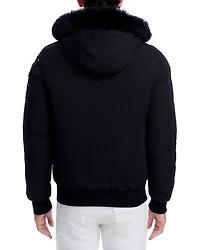 Shearling Trim Down Bomber Jacket