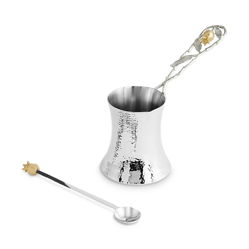 Michael Aram Pomegranate Silver and Gold Tone Coffee Pot with Spoon