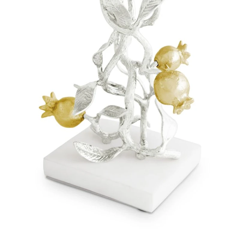 Pomegranate Silver and Gold Tone Candleholders, Set of 2