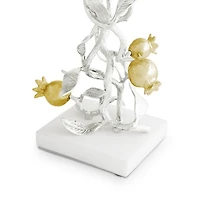 Pomegranate Silver and Gold Tone Candleholders, Set of 2