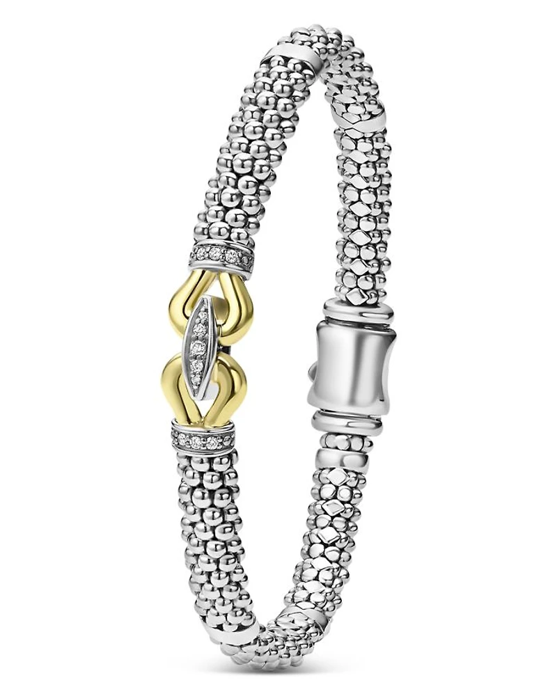 18K Yellow Gold & Sterling Silver Signature Caviar Diamond Buckle Link Bracelet