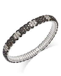 18K White Gold Stretch Collection Black & White Diamond Flower Motif Bracelet - Exclusive
