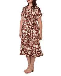 Solana Printed Faux Wrap Midi Dress