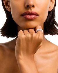 18K White Gold Diamond Domed Stretch Ring