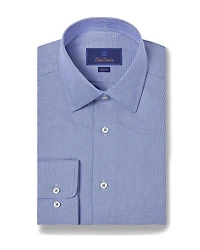 David Donahue Cotton Micro Dobby Slim Fit Dress Shirt
