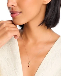 14K Yellow Gold Italy Garnet & Polished Heart Pendant Necklace, 16-18" - Exclusive
